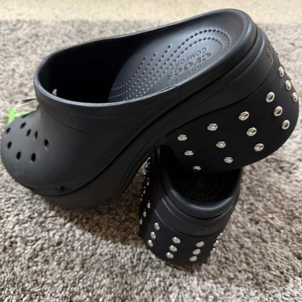 NWT Crocs Siren Studded Heel Clog Black Shoes Size Men13 Chunky Rare - Picture 3 of 10